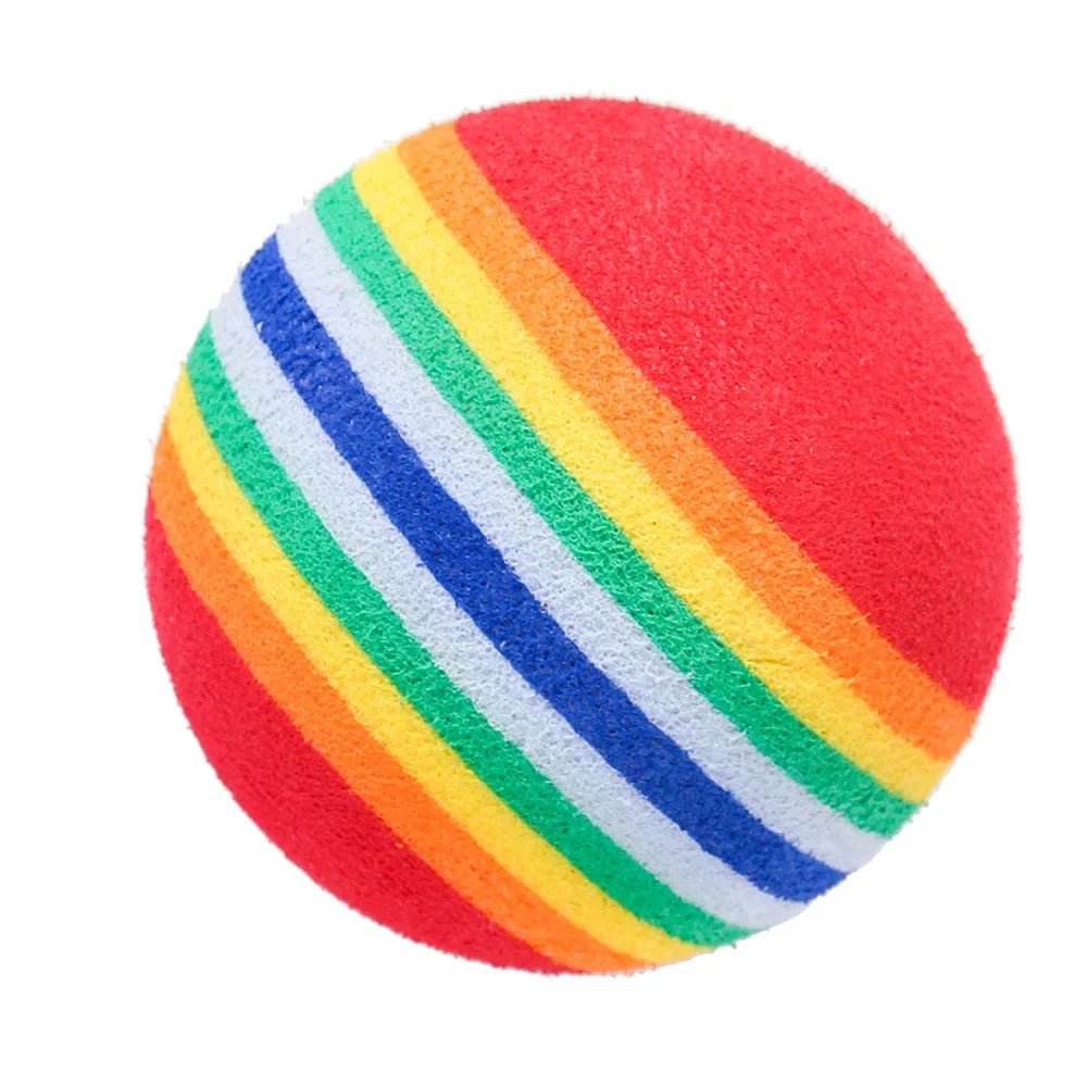 Rainbow EVA Cat Toys Ball Interactive Cat Dog Play Chewing Rattle Scratch EVA Ball Training Balls Pet Toys Supplies by HARMONYA STORE