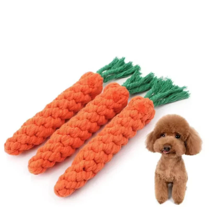 Cotton Rope Weaving Carrot Pet Toy for Puppies - Durable Wear & Bite Resistance Boredom Relief Dog Toy by HARMONYA STORE