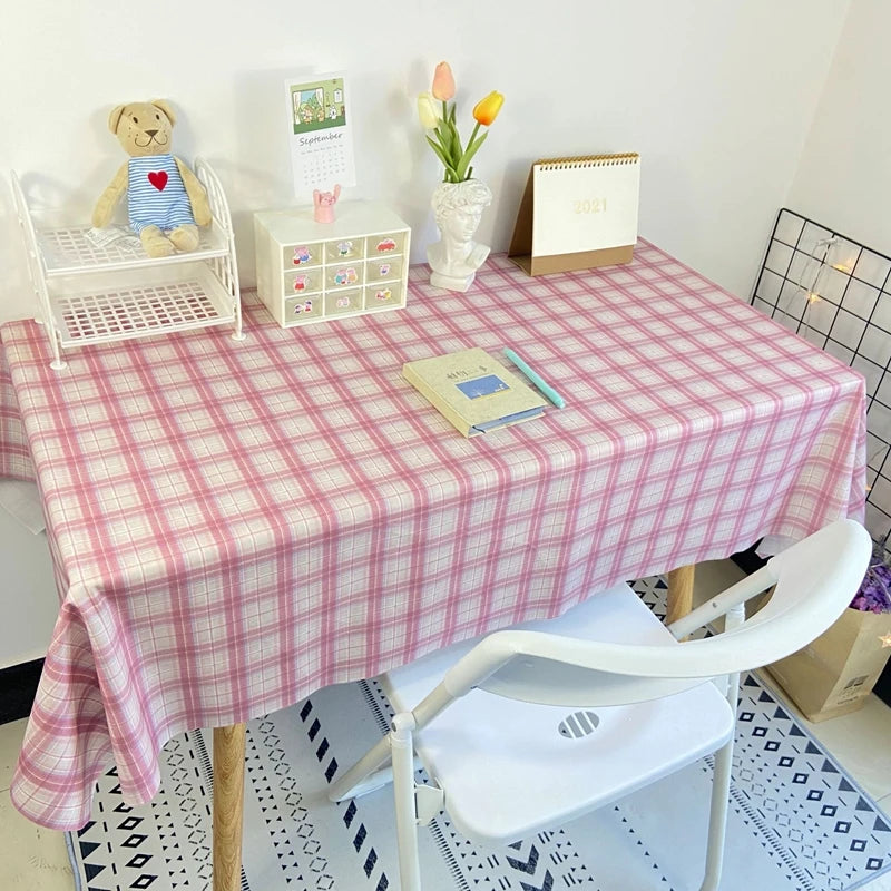 Plaid Tablecloth Table Cloth Desk Mat Dust-proof Dining Table Cloth Furniture Protector Picnic Mat Tapete Dressing Table Mat by HARMONYA STORE