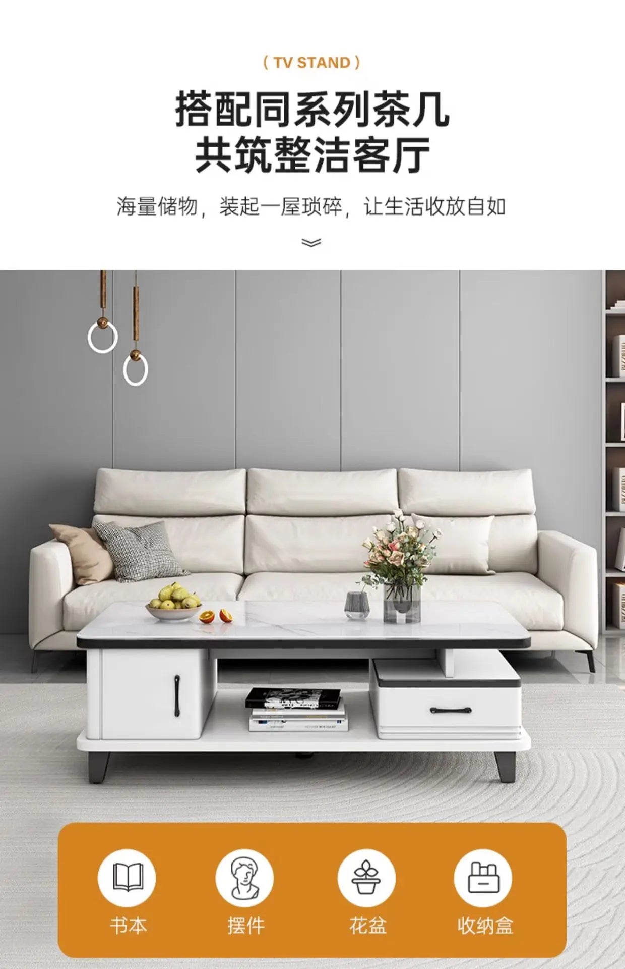 Modern LED TV Stand for Televisions Up Coffee Table Glass Shelves and Drawer Gaming Entertainment Center with Multiple Cabinet by HARMONYA STORE