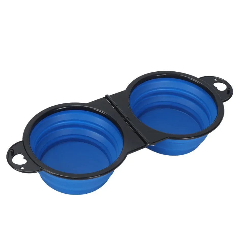 1-piece 2-in-1 Foldable Dual Bowl Feeding Bowl Portable Outdoor Travel Dog Cat Drinking Bowl Pet Supplies Outdoor Feeding Water by HARMONYA STORE