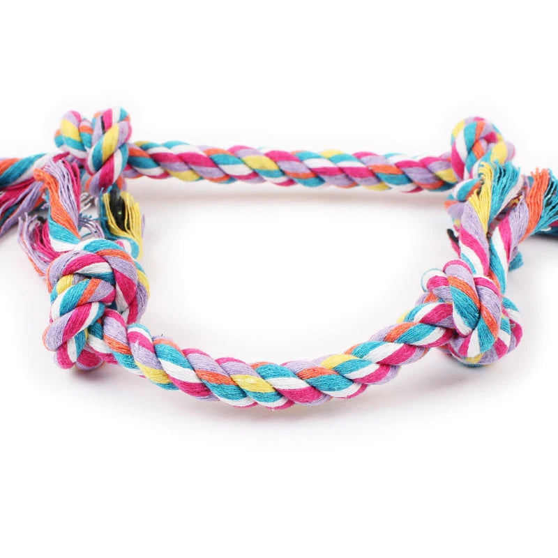 Random Color Pet Dog Toy Bite Rope Double Knot Cotton Rope Funny Cat Toy Bite Resistant and Sharp Teeth Pet Supplies Puppy Toys by HARMONYA STORE
