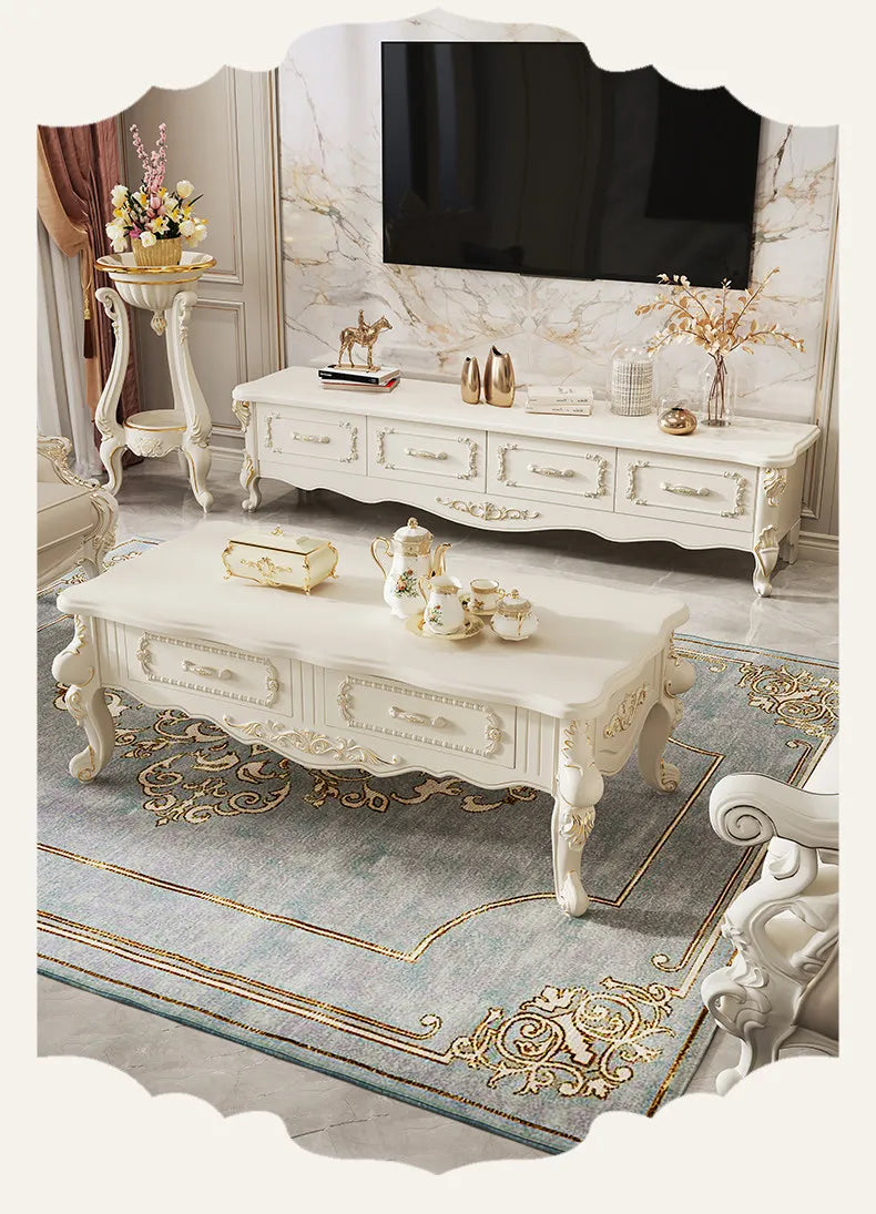 Home Light luxury modern simple 140cm coffee table 180cm TV cabinet combination set side tables tv stand living room furniture by HARMONYA STORE