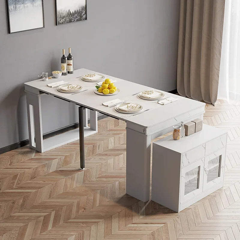 Modern Extendable Dining Table Rectangle Sideboard With Storage by HARMONYA STORE