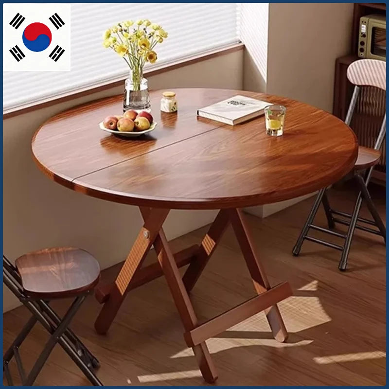 Sturdy Folding Dining Table - No Assembly Needed, Strong Stable Desk for Kitchen, Study & Office, round dining table,small table by HARMONYA STORE