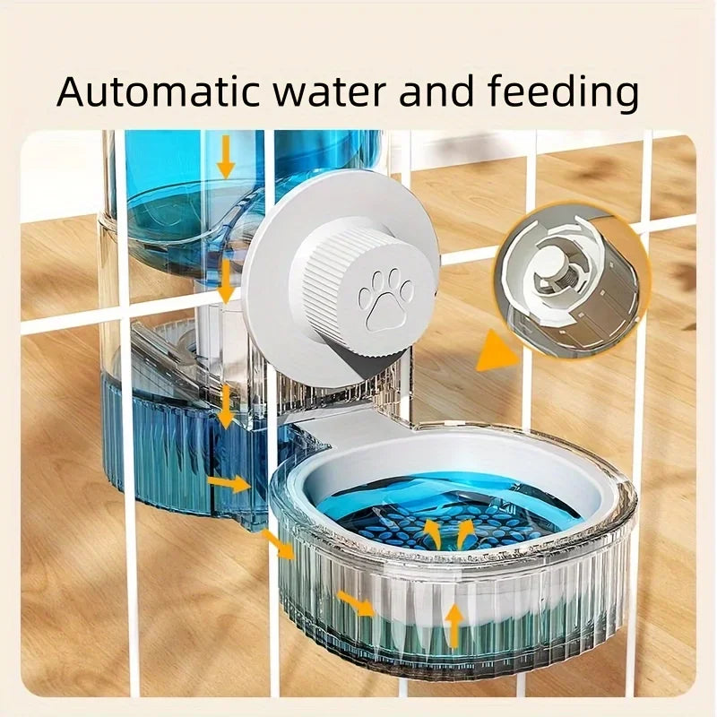 new tepy Hanging Automatic Pet Food Feeder/Water Dispenser, Gravity Cat Auto Feeder Waterer Set With Container Bowl For Cage by HARMONYA STORE