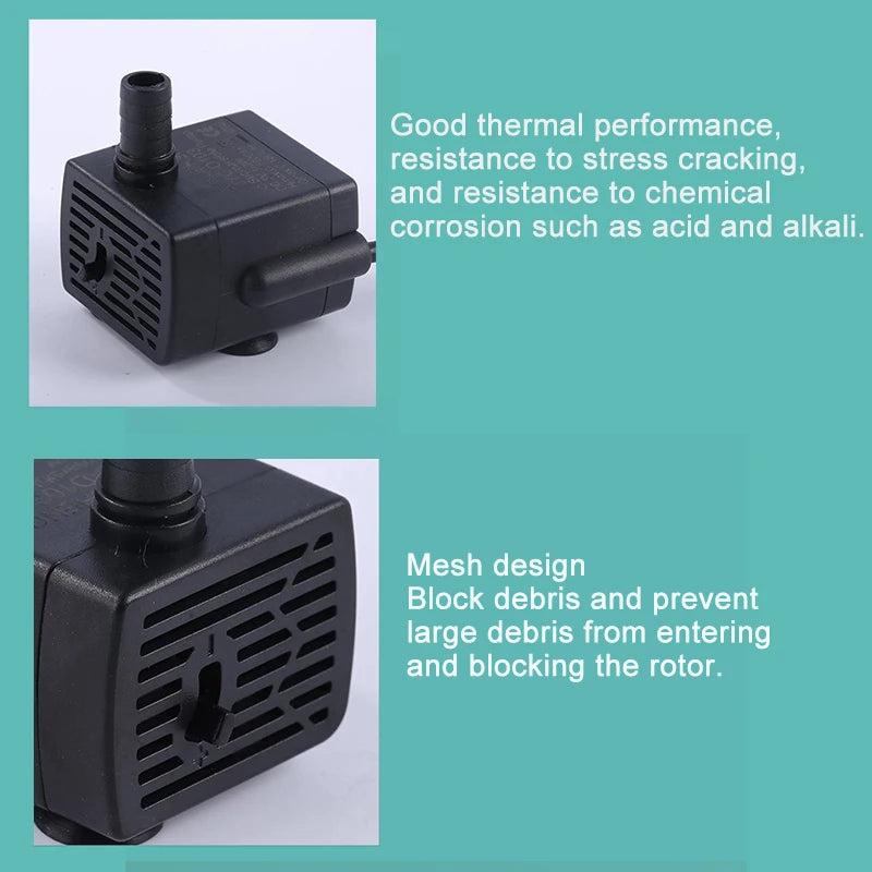 Ultra Quiet USB Aquarium Fish Tank Filtration Pump Mini Pet Fountain Submersible Adjustable Flow Water Circulation Pump 5V 5W by HARMONYA STORE