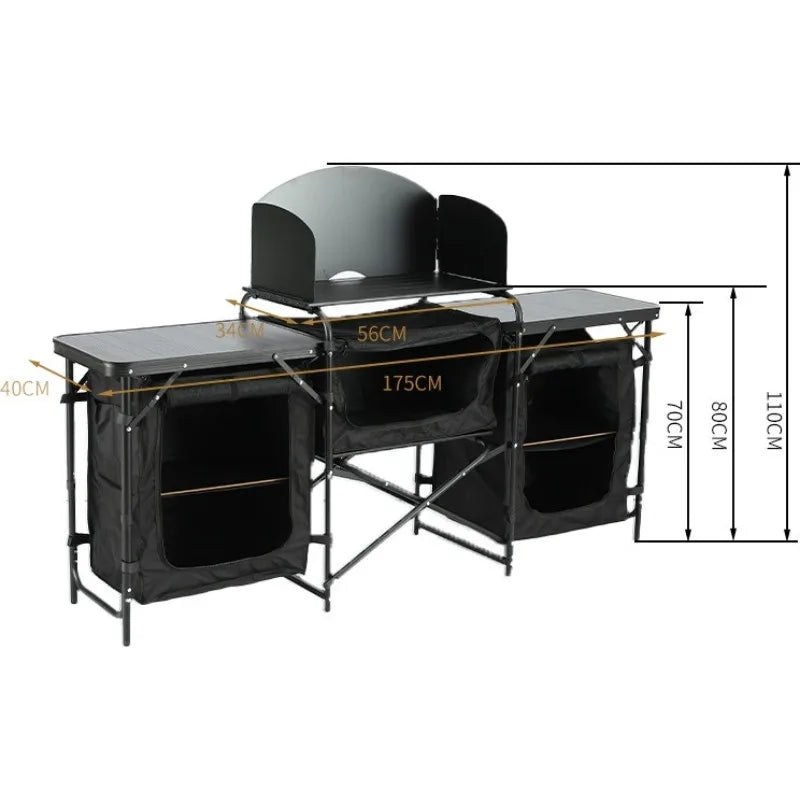 Outdoor Folding Portable Table Aluminum Alloy Frame Multi-functional Mobile Kitchen Dining Table Stable Camping Equipment by HARMONYA STORE