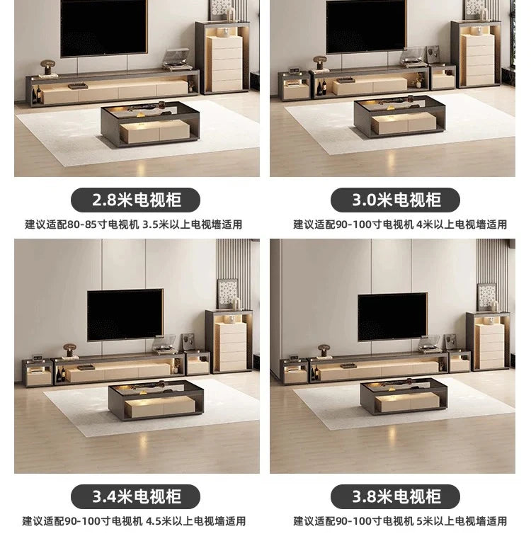 Glas Transparent Tv Table Cabinet Storage Luxury Floor Modern Tv Table Entertainment Center Meuble Television Salon Furnitures by HARMONYA STORE
