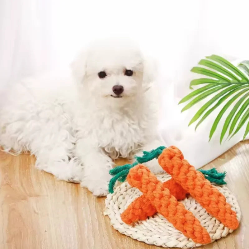 Cotton Rope Weaving Carrot Pet Toy for Puppies - Durable Wear & Bite Resistance Boredom Relief Dog Toy by HARMONYA STORE