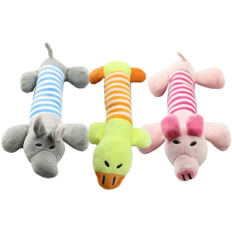 Pet Dogs, Cats, Plush Cartoon Embroidery, Bite Resistant and Stress Relieving, Ducks, Pigs, Elephants, Cute Vocalizations Toys by HARMONYA STORE