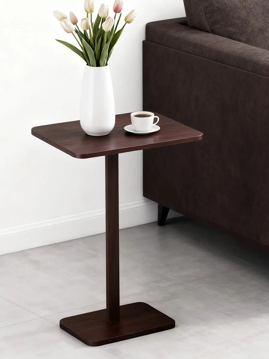 Minimalist C-Shaped End Table，Lightweight Sofa Bed Tray，Rustic Brown For Small Living Room TV Snack by HARMONYA STORE