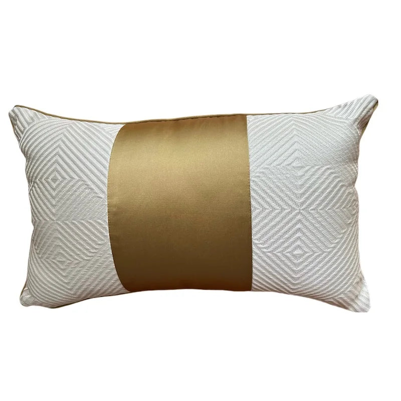 Gold Pillows Waist Cushion Case 30x50 Decorative Pillow Cover For Sofa Modern Luxury Elegant Art Throw Living Room Home Decorate by HARMONYA STORE