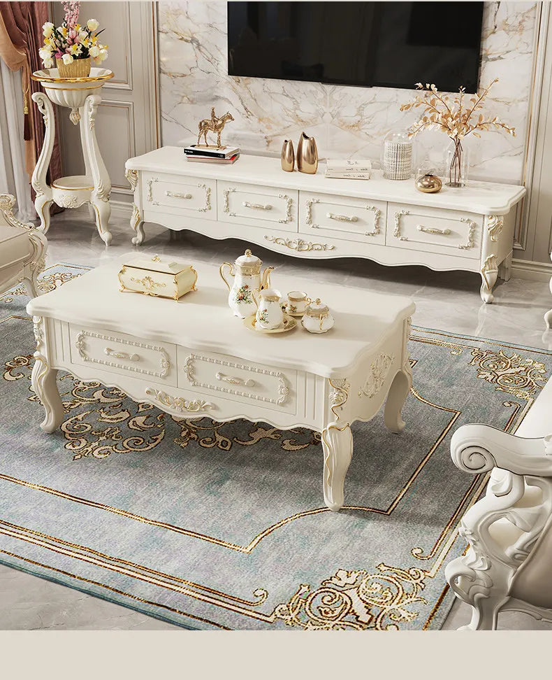 Home Light luxury modern simple 140cm coffee table 180cm TV cabinet combination set side tables tv stand living room furniture by HARMONYA STORE