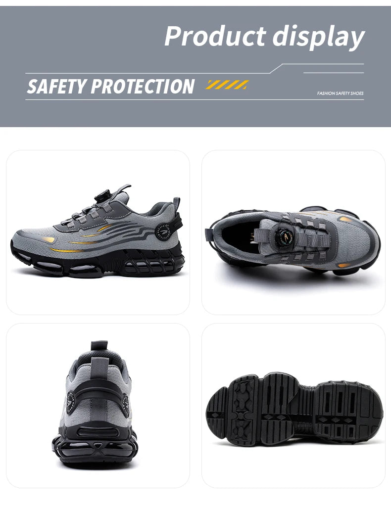 Rotating Button New Safety Shoes Men Anti-smash Anti-puncture Work Shoes Fashion Men Sport Shoes Security Protective Boots Men by HARMONYA STORE