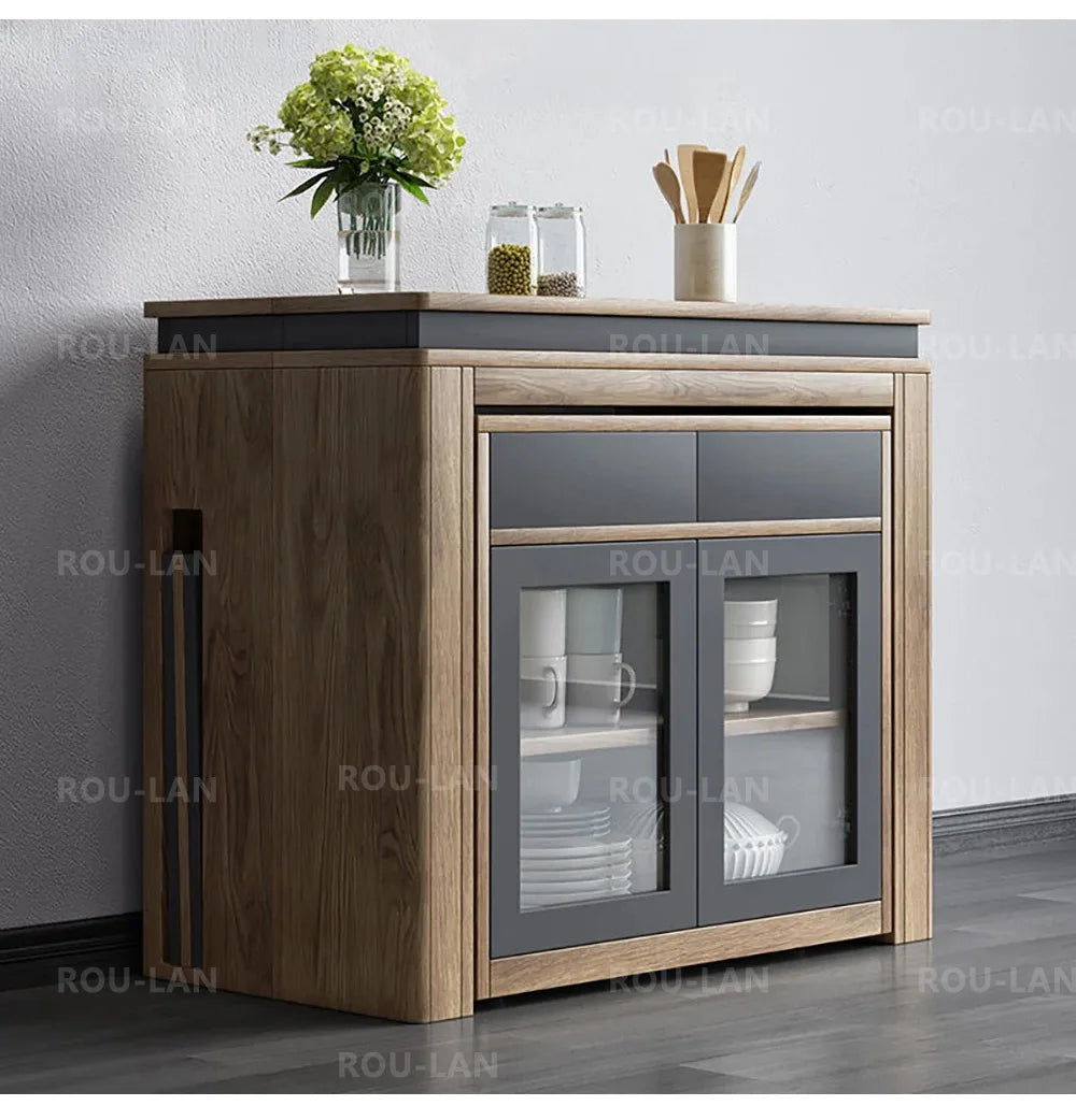 Modern Extendable Dining Table Rectangle Sideboard With Storage by HARMONYA STORE