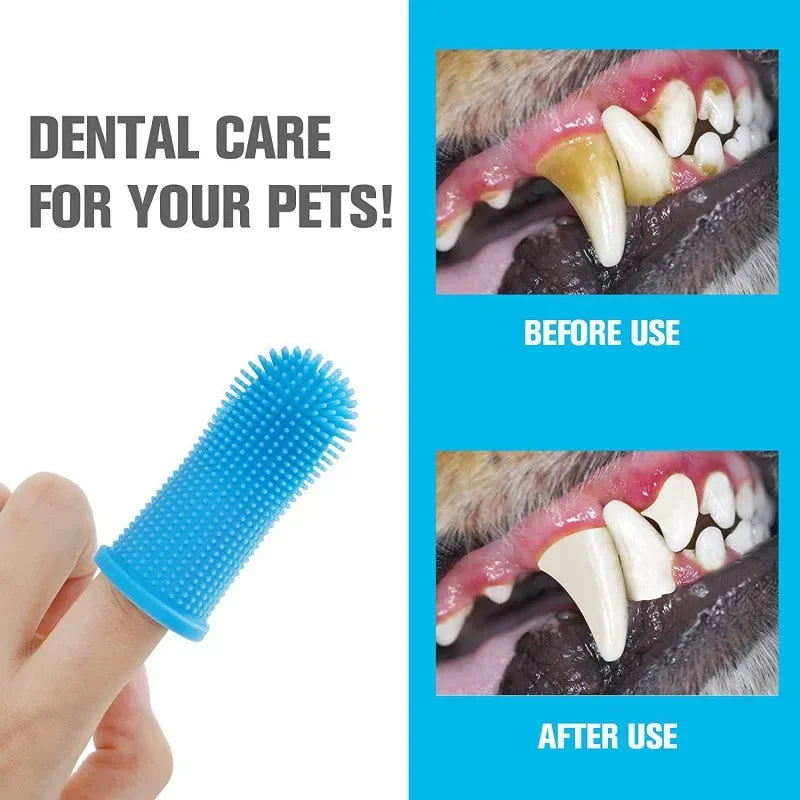 Dog Super Soft pet Finger Toothbrush Teeth Cleaning Breath Care Nontoxic Silicone Tooth Brush Cat dog toothbrush pet products by HARMONYA STORE