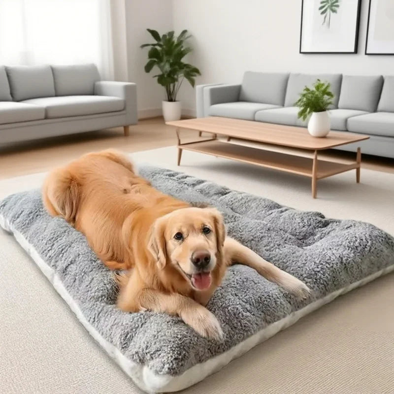 BOOTEELY Extra Large Plush Dog Bed Sofa Thickened Super Soft Polyester Pet Mat Dog Crate Mat Bed For Small Medium Large Dog Bed by HARMONYA STORE