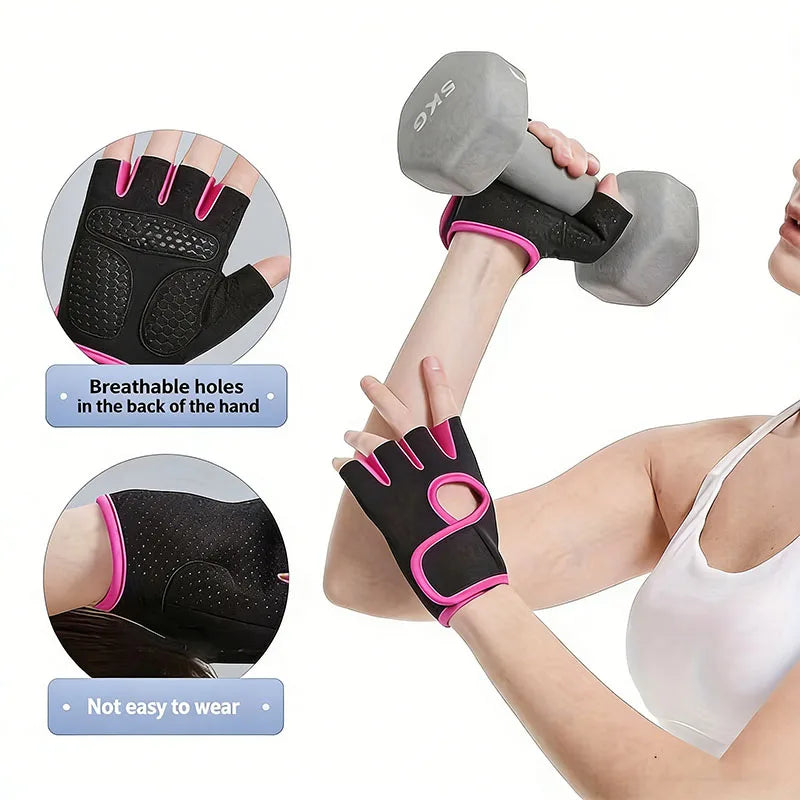 Breathable Half Finger Workout Gloves, Anti-Slip Weight Lifting Gym Gloves, Non-Slip Palm for Cycling, Mountain Climbing, Fitnes by HARMONYA STORE