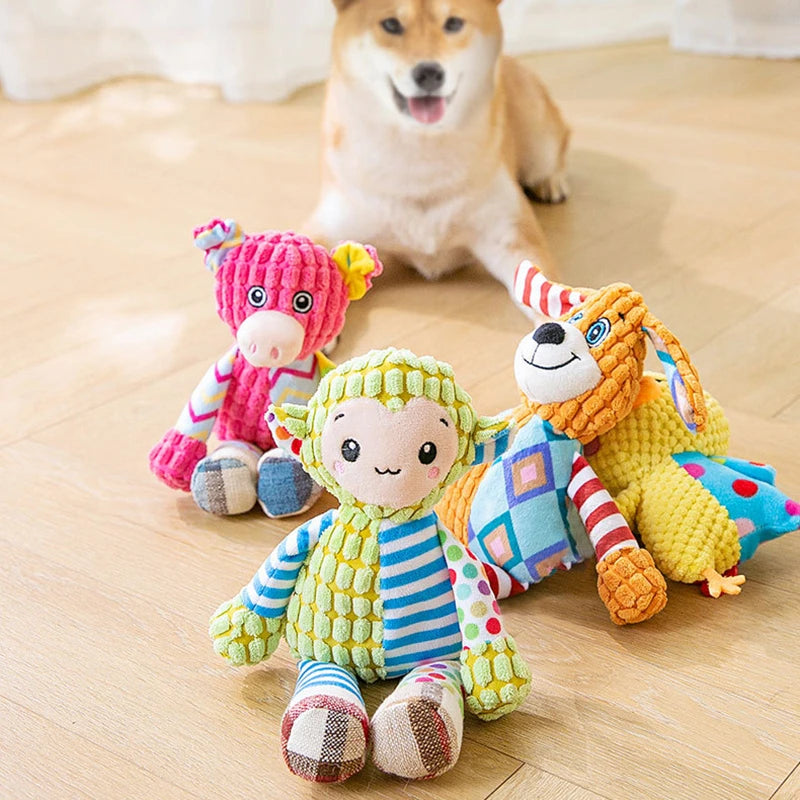 Pet Plush Toy Cat Dog Puzzle Toy Cute Animals Bite Resistant Interactive Squeaky Pet Dog Teeth Cleaning Chew Toy Pet Supplies by HARMONYA STORE