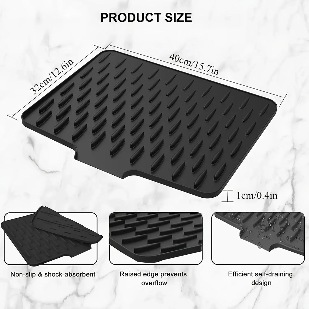 Kitchen Silicone Drain Mat with Built-in Drainage Design, Easy to Clean, Suitable for Countertops, Sinks, Refrigerators by HARMONYA STORE