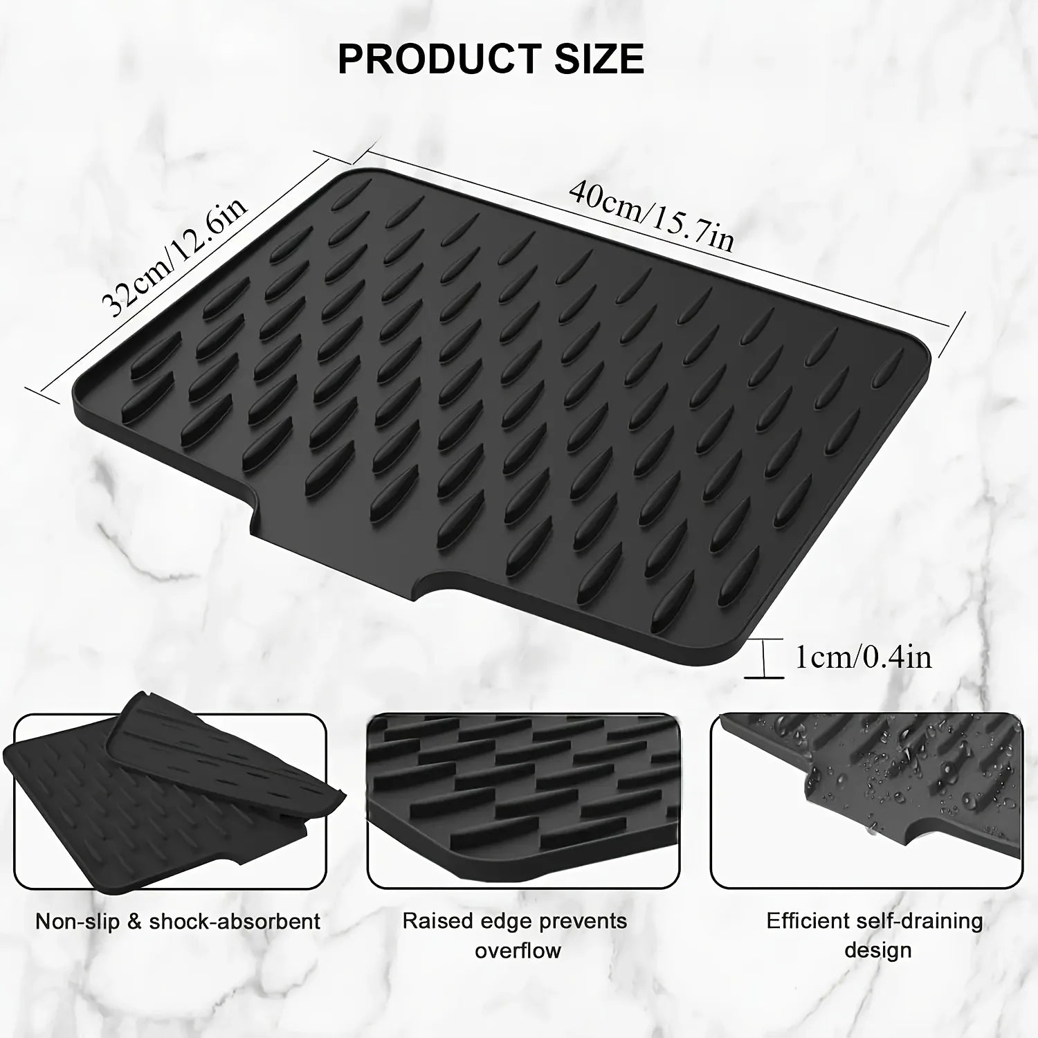 Kitchen Silicone Drain Mat with Built-in Drainage Design, Easy to Clean, Suitable for Countertops, Sinks, Refrigerators by HARMONYA STORE