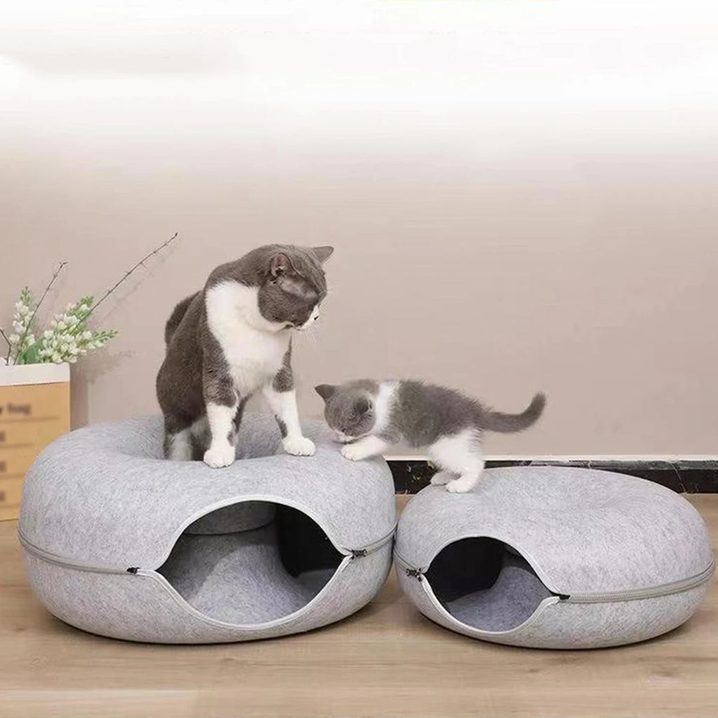 B-Tunnel Donut Cat Bed Interactive Tunnel Pet Felt Indoor Toys Cats House Kitten Training Toy Cat Kennel Cat Accessories by HARMONYA STORE