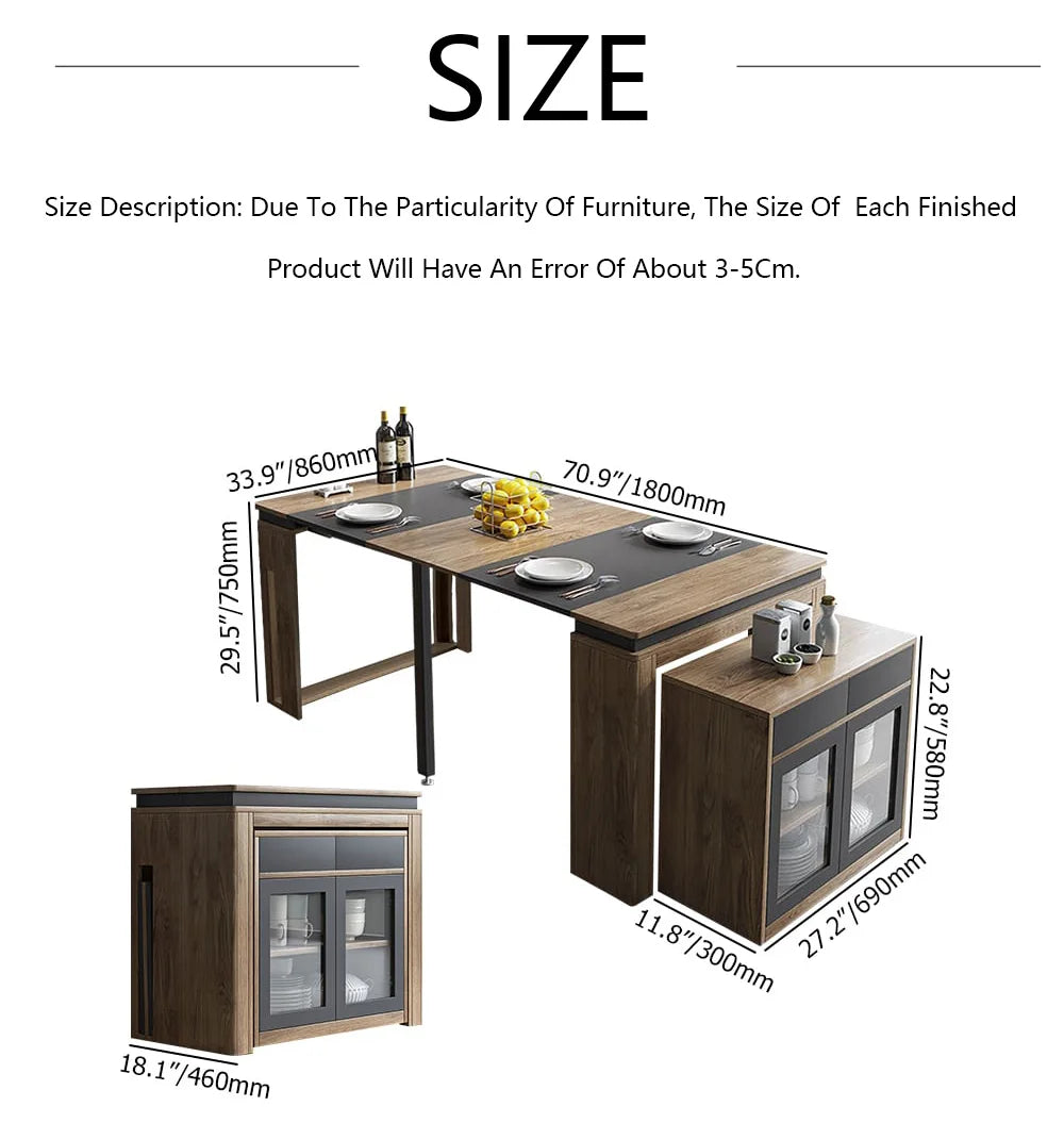 Modern Extendable Dining Table Rectangle Sideboard With Storage by HARMONYA STORE