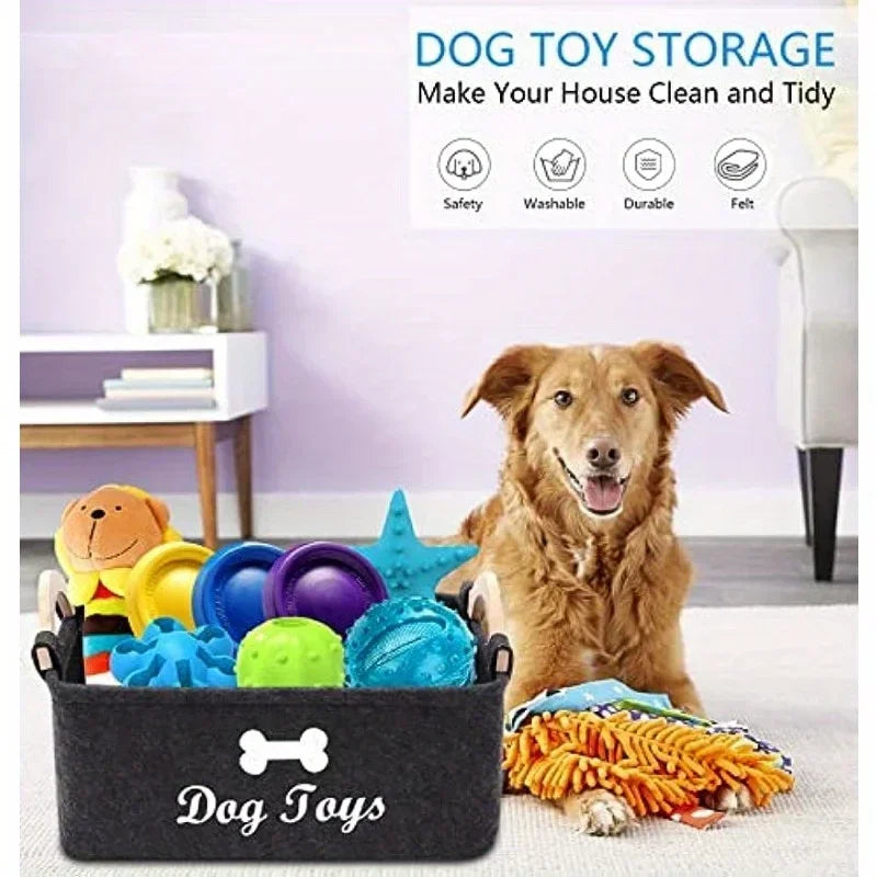 Felt pet toy box, dog toy box, storage basket box - perfect for organizing pets by HARMONYA STORE